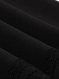 Lace Stand Collar Mesh Elegant Black Vintage Swing Dresses Party Evening Women Keyhole Back Summer Long Dress