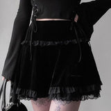 Gothic Velvet Hippie y2k Grunge Streetwear Goth Skirt Emo Alt Fairycore Aesthetic Black Skirts