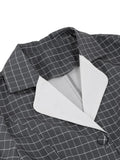 Notched Collar Single Breasted Women Grey Plaid Rockabilly Long Dresses High Waist Belted Vintage A-Line Dress