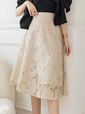 Ladies Elegant A-line Fashion Korean Style All-match High Waist Knee Length Women Party Long Skirt