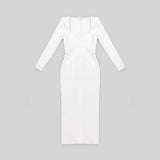 Long Sleeve White Evening Dress Women Night Party Celebrity Dress