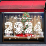 2024 Merry Christmas Window Sticker Snowflake Santa Claus Elk Xmas Wall Sticker Decorations New Year Gift
