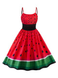 Red 1950s Watermelon Patchwork Dress