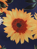 Navy Blue 1950s Sunflowers Dress