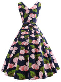 1950s Lemon Floral Swing Dress