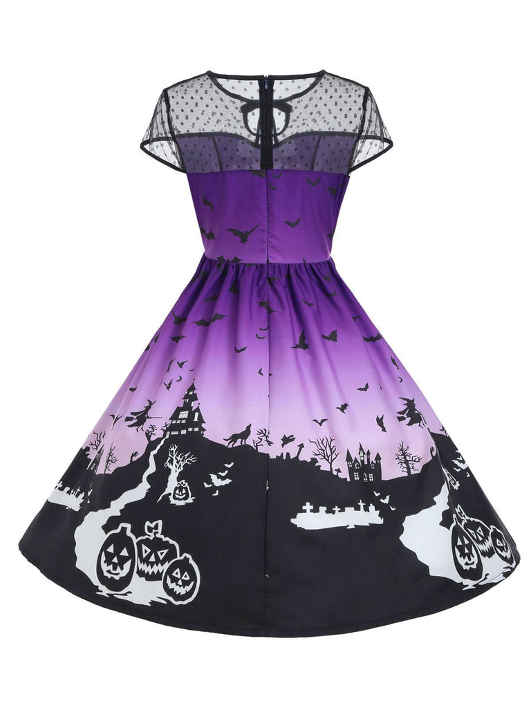 1950s Halloween Print Mesh Dress
