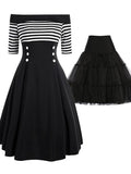 2PCS Top Seller 1950s Butterfly Dress & Black Petticoat