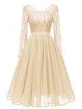 1950s Long Sleeve Chiffon Lace Dress