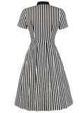 Black 1940s Stripe Bow Dress