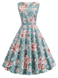 1950s Floral Sleeveless Swing Dress