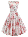 1950s Floral Sleeveless Swing Dress