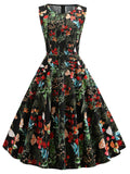 1950s Floral Sleeveless Swing Dress