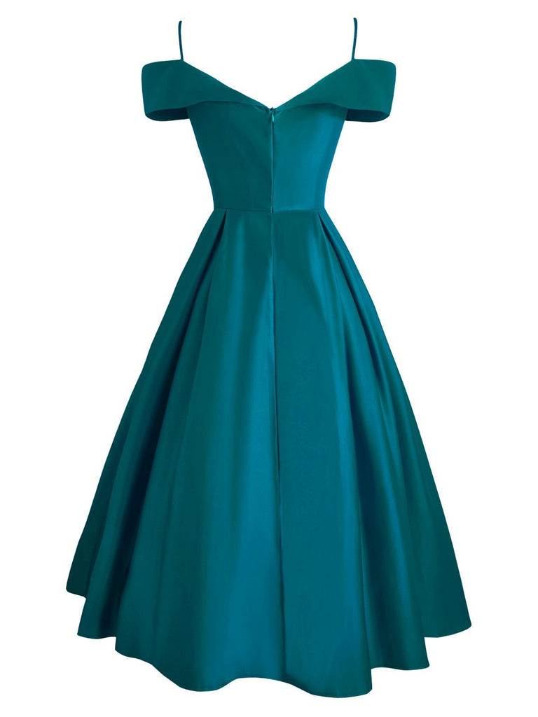 1950s Cold Shoulder Belted Dress