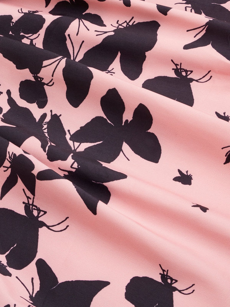 Pink 1950s Strap Butterfly Swing Dress FashionLoveHunter Pink 1950s Strap Butterfly Swing Dress FashionLoveHunter
