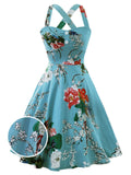 1950s Floral Button Swing Dress