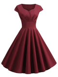 1950s Solid Sweetheart Swing Dress