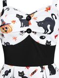 White 1950s Halloween Cat Swing Dress