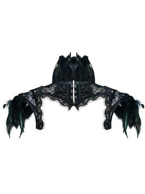 Halloween Steampunk Feather Lace Shawl