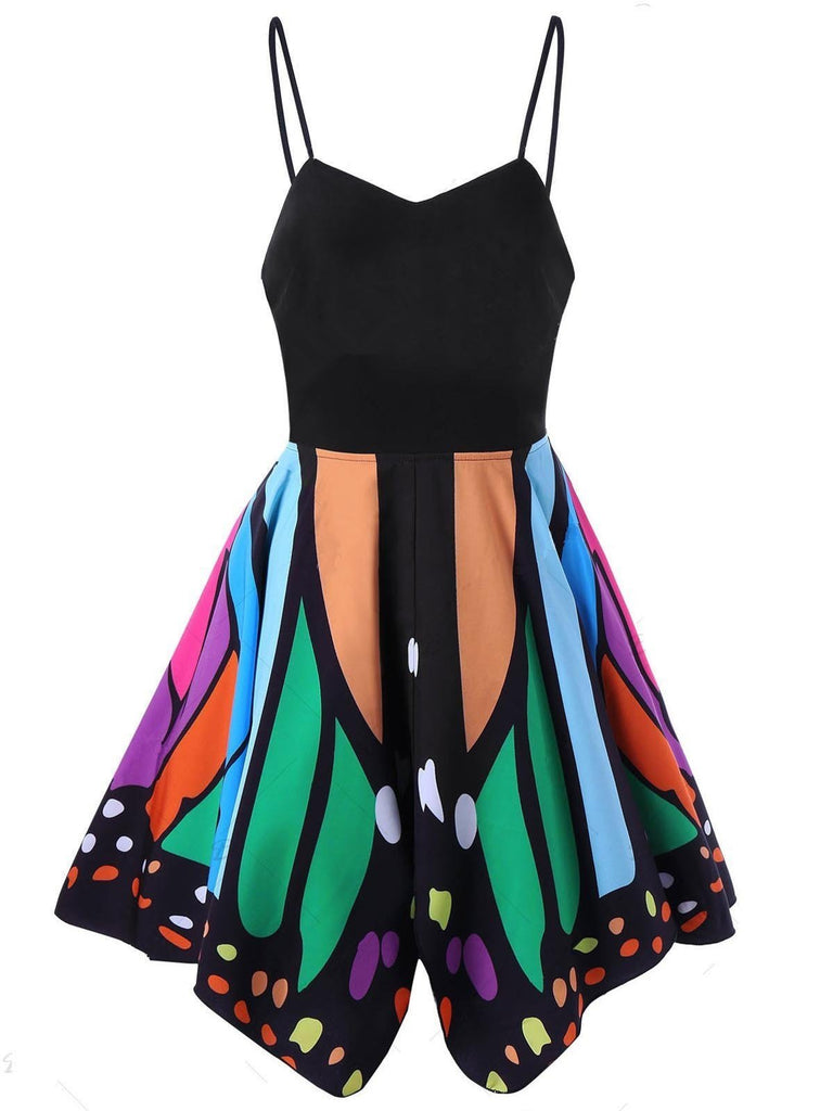 1950s Butterfly Shape Spaghetti Strap Dress