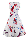 1950s Floral Print  Sleeveless Swing Dress