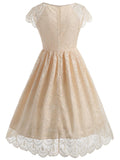 Apricot 1950s Floral Print Dress