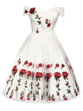 1950s Rose Embroidery Wedding Dress
