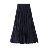 Women Chiffon Solid Casual Sexy Beach Boho Blue Pleated Long Summer Maxi Skirt