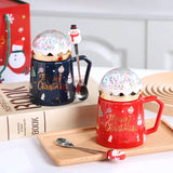Christmas Mugs with lid and Santa Claus Spoon Creative Planet Ceramic Cup Xmas Gift Coffee Milk Cup