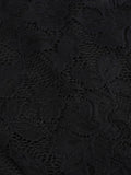 V-Neck Cap Sleeve Black Lace Elegant Dresses Women Vintage Style Clothes Formal Occasion Pleated Swing Dress