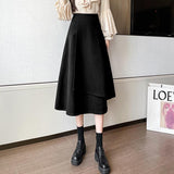 Ladies Elegant A-line Long Spring Korean Style Big Swing All-match High Waist Women Casual Skirt