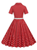 Polka Dot 50s Pinup Robe Button Up Pleated Vintage Style Dress Women Elegant Belted Ladies Rockabilly Long Dresses