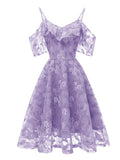 V-Neck Spaghetti Strap Ruffle Elegant Birthday Dress for Women Sexy Backless Cocktail Party Vintage Floral Lace Dresses