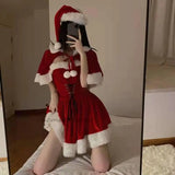 Christmas Xmas Lady Santa Claus Cosplay Costume Winter Bunny Girl Cape Cloak Outfits Halloween Cloak Women Custome