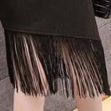 High Waist Knee-length Women Spring Office Style All-match Tassel Ladies Elegant Slim Skirt