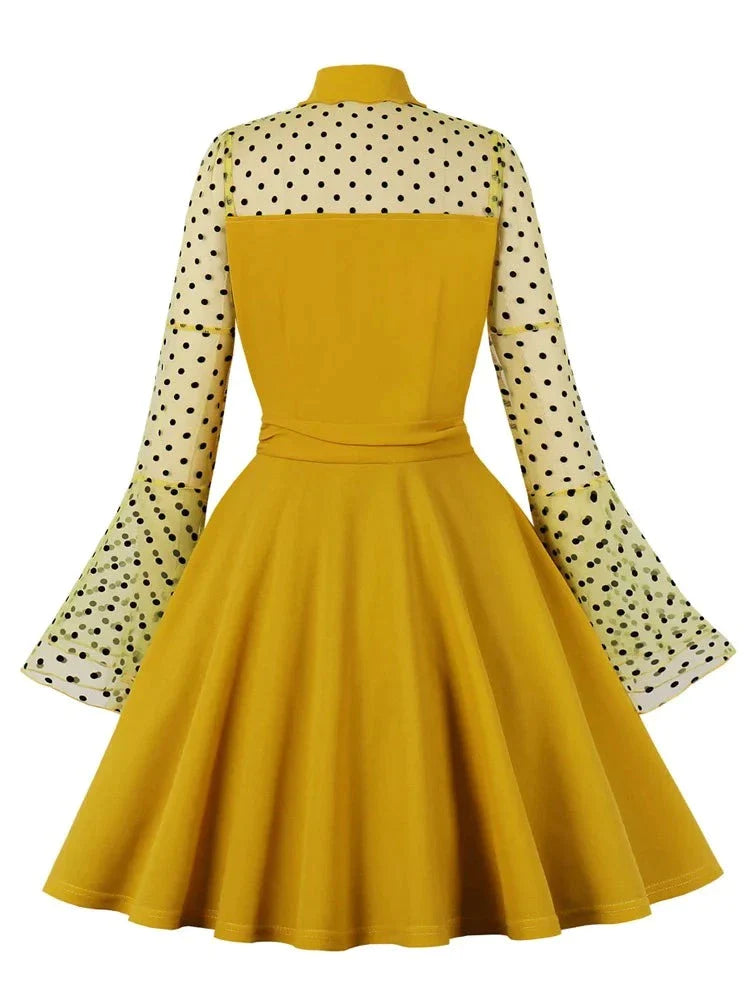 Ginger Elegant Birthday Dress for Women Polka Dot Mesh Flare Sleeve Wi FashionLoveHunter Ginger Elegant Birthday Dress for Women Polka Dot Mesh Flare Sleeve Wi FashionLoveHunter