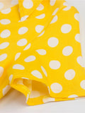 Retro Polka Dot Rockabilly Yellow Dress Women Short Sleeve V Neck Belted A Line Summer Party 50s Vintage Dresses