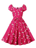 Sweetheart Neckline Rose Red Floral Vintage Party Dresses Women New In A-Line Ladies Birthday Dresses Summer Sale