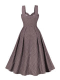 Sweetheart Neck Purple Elegant Long Dresses for Women Summer Single Breasted Pockets Polka Dot Vintage Tank Dress