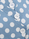 Retro Clothing V-Neck Button Front Short Sleeve Summer Robe for Women Cotton Polka Dot Vintage Midi Dress