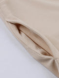 Knot Neck Mesh Flare Sleeve Spring Summer Women Birthday Dress Apricot Vintage A-Line Pocket Short Dresses