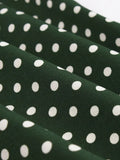 Bow Tie Neck Button Front Polka Dot Pinup 50s Vintage Shirt Dresses Women A-Line Summer Female Elegant Green Dress