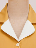Notched Collar Button Up New In Vintage Solid Dresses Women Short Sleeve Belted Midi Length Swing Dress Elegant