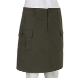 Y2K Aesthetic Harajuku Vintage 90s Casual Straight Hight Waist Summer Cargo Skirt Clubwear