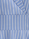Notched Collar Striped High Waist Vintage Outfits for Women Short Sleeve Mid-Calf Length Midi Dress