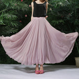 Chiffon Long Women Elegant Casual High Waist Boho Beach Maxi Solid Dance Skirt Streetwear