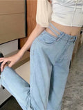 High Waist Straight Pants Slim Drape Wide Leg Women Jeans Super Stretchy Baggy Jeans