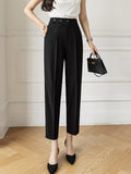 Women Ankle-length Tailored Pants Korean Style All-match High Waist Office Lady Elegant Pencil Pants