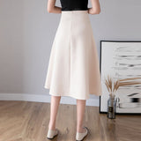 Ladies Elegant A-line Long Spring Office Style Single-breasted All-match Women High Waist Casual Skirt