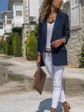 Slim Fit Solid Color Long Sleeved Suit Women Cardigan Top Office Blazer Jacket