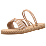 Linen Platform Summer Slippers Women Bow Open Toe Non Slip Beach Woman Thick Bottom Gladiator Sandals